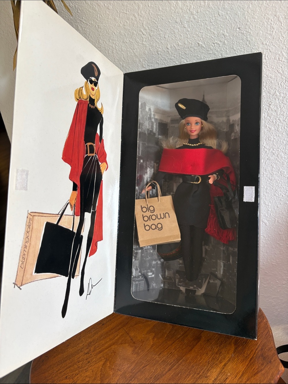 Barbie Black and Red Fashion Doll with Big Brown Bag